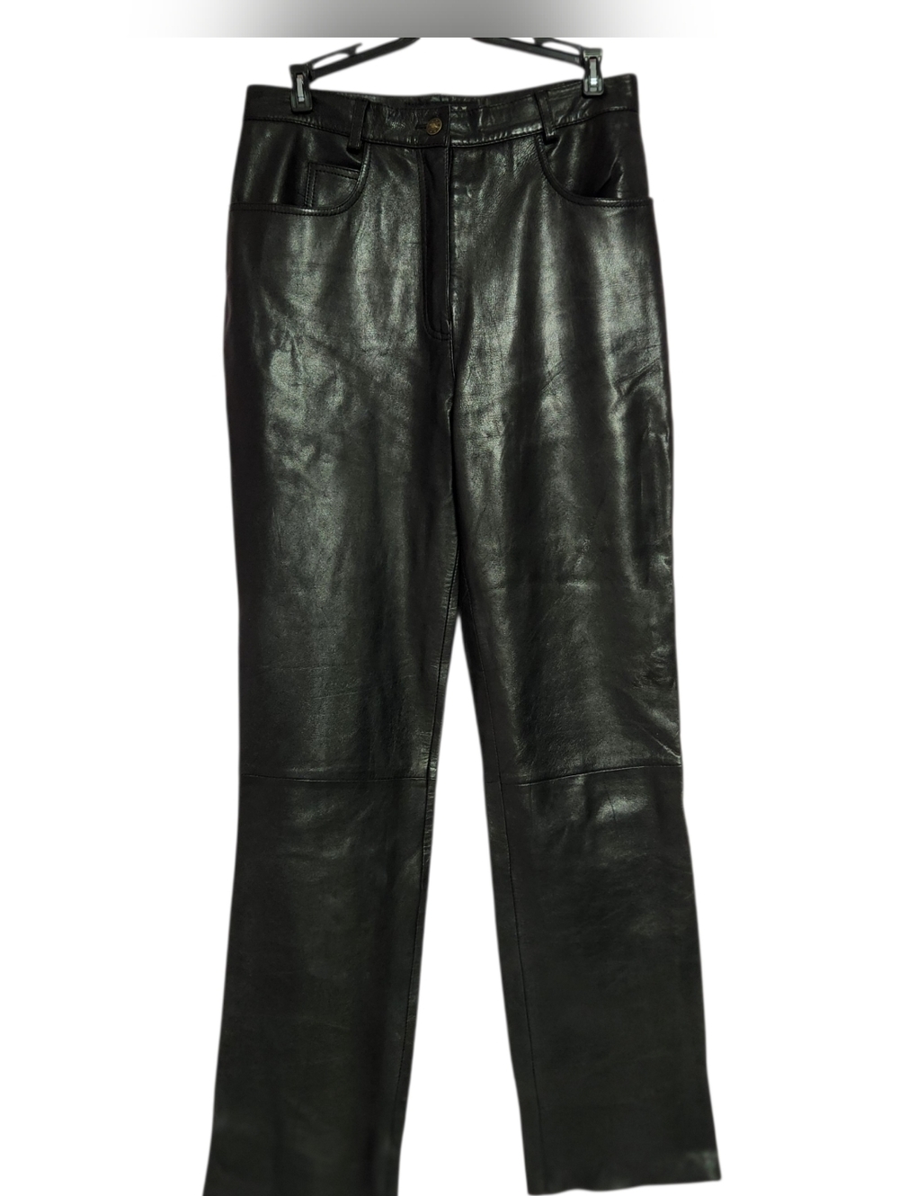 The Olde Hide House Black Leather Straight-Leg Pants